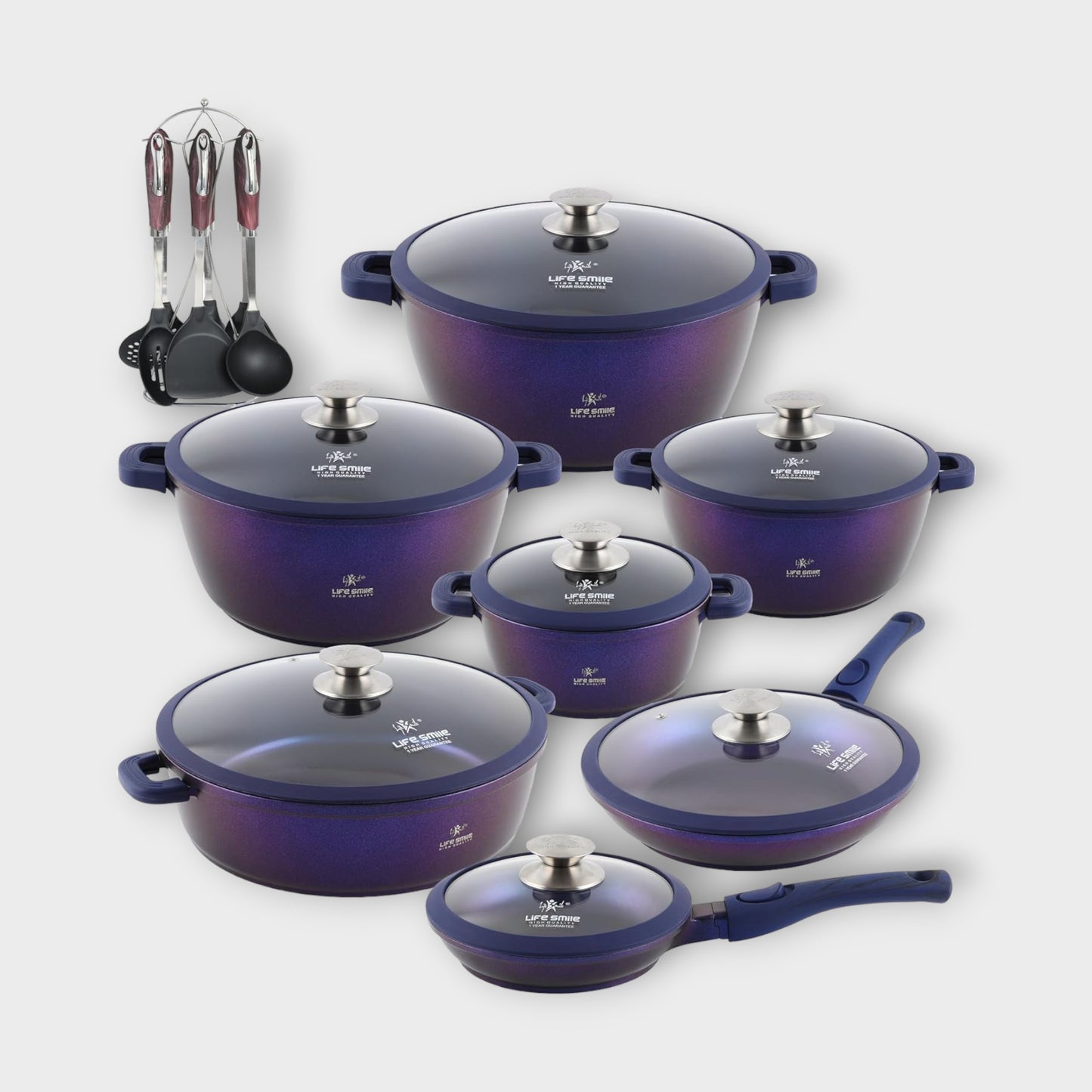 Shine Granite Non-Stick Cookware Set. Durable & Easy Cleaning 