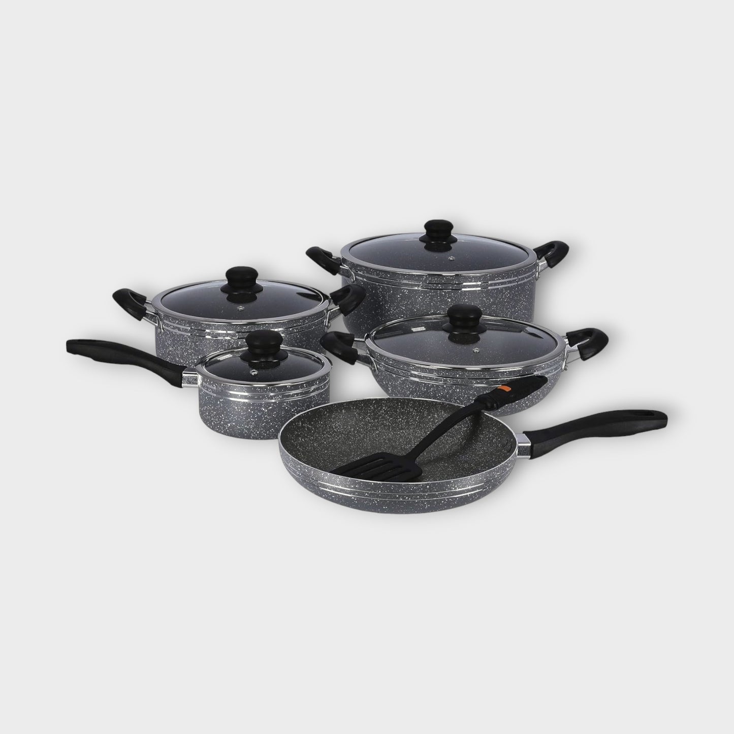Non-Stick Granite Coated Cookware Set. Durable & Easy to Clean. Perfect for Everyday Cooking.